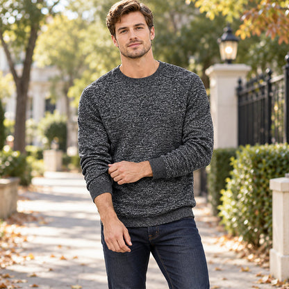 Heren-sweatshirt met ronde hals en fleecevoering 