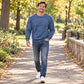 Heren-sweatshirt met ronde hals en fleecevoering 
