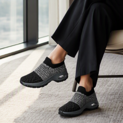 Ademende instap sneakers met sokdesign voor dames