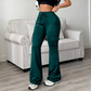 Hoge taille trekkoord cargo flare broek voor dames