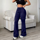 Hoge taille trekkoord cargo flare broek voor dames
