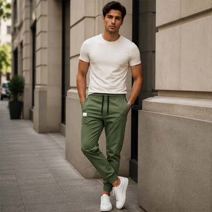 Superaanbieding: 50% KORTING 🔥 Slim fit vrijetijdsbroek met trekkoord voor heren