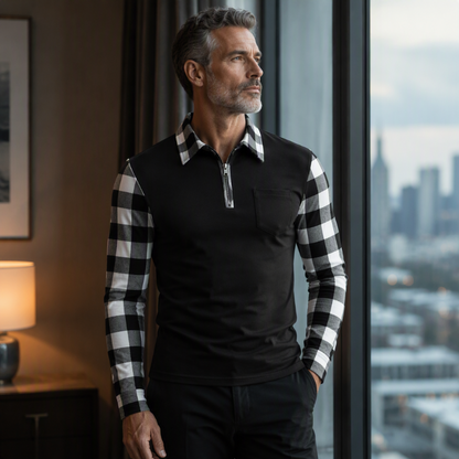 🔥 50% KORTING – Casual Herenoverhemd met Lange Mouwen & Halve Rits, Comfortabel Overshirt voor Dagelijks Gebruik ✨