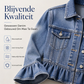 Vrouwen cropped spijkerjasje met rucheszoom