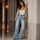 👖 Dames Hoge Elastische Wide Leg Jeans – Stretch Jeans met Wijde Pijpen, Comfortabele Pasvorm & Trendy Denim Look ✨