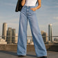 👖 Dames Hoge Elastische Wide Leg Jeans – Stretch Jeans met Wijde Pijpen, Comfortabele Pasvorm & Trendy Denim Look ✨