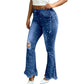 Dames high-waisted distressed flare jeans