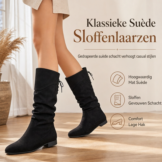Lace-up slouchy-laarzen voor dames, kuitlengte