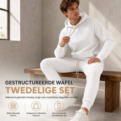 Heren Trainingspak met Capuchon en Wafelpatroon Jacquard