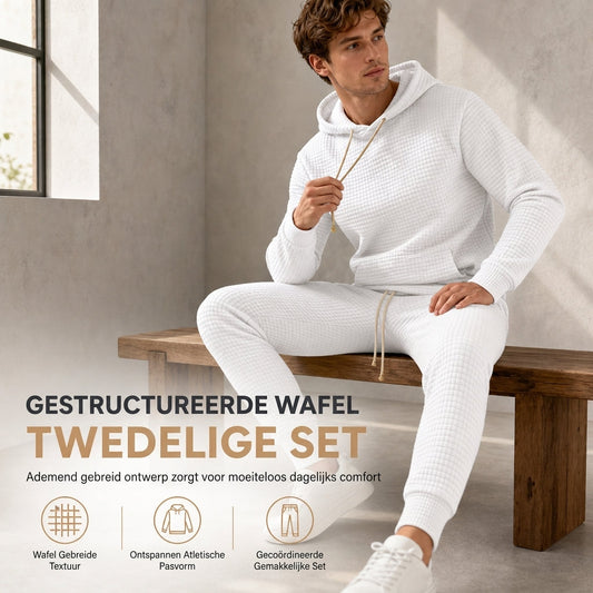 Heren Trainingspak met Capuchon en Wafelpatroon Jacquard