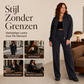 Dames set van jack met rits en broek met rechte pijpen