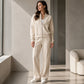 Dames set van jack met rits en broek met rechte pijpen