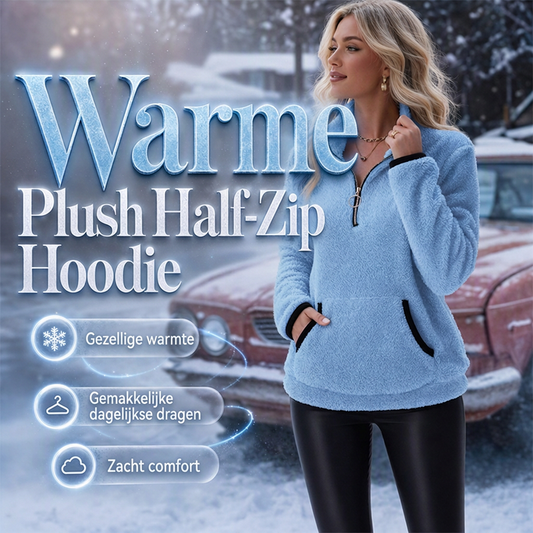 Warme plush trui met halve rits voor dames