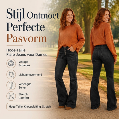 Dames high-waist stretch flare jeans
