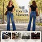 Dames high-waist stretch flare jeans