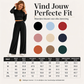 Geribbelde croptop en wijde broek set voor dames