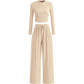 Geribbelde croptop en wijde broek set voor dames