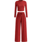 Geribbelde croptop en wijde broek set voor dames