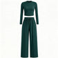 Geribbelde croptop en wijde broek set voor dames
