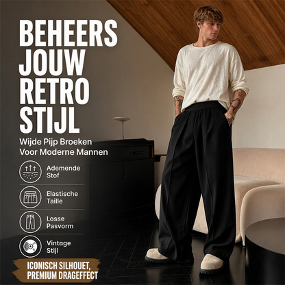 Heren casual geplooide wijde pijpen broek