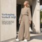Casuele set voor dames: v-hals crop top met lantaarnmouwen en hoge taille wijde pijpen broek