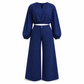 Casuele set voor dames: v-hals crop top met lantaarnmouwen en hoge taille wijde pijpen broek