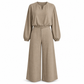 Casuele set voor dames: v-hals crop top met lantaarnmouwen en hoge taille wijde pijpen broek