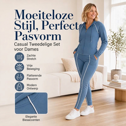 Dames sportieve trainingspak met hoodie met rits en broek