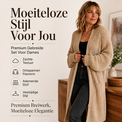 Lange grofgebreide casual damesvest