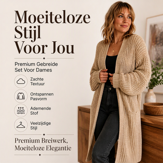 Lange grofgebreide casual damesvest