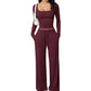 ✨ Dames 2-Delige Set met Vierkante Hals Top & Wijde Pijpen Broek – Elegante Casual Outfit met Comfortabele Pasvorm ✨
