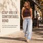 Retro high-waisted jeans met wijde pijpen voor vrouwen
