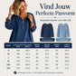Denim pullover voor dames met lange mouwen en halve rits