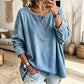 Denim pullover voor dames met lange mouwen en halve rits