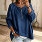 Denim pullover voor dames met lange mouwen en halve rits