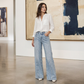 🆕 Nieuw Binnen ✨ Dames Wide Leg Jeans met Voornaad – Trendy Wijde Pijp Broek met Elegante Pasvorm & Comfortabele Stretch