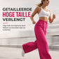 Dames hoge taille wijde pijpen joggingbroek met geborgen naden en zakken