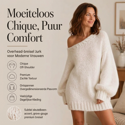 Gezellige off-shoulder trui jurk voor dames