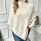 Damesgebreide ponchotrui met kabelpatroon