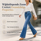 Flare jeans met hoge taille voor dames, stretch denim, nauwsluitende broek met taille met dubbele knoop