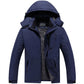 Warme winddikte winterjas met capuchon en fleecevoering voor koppels, outdoor, plus size