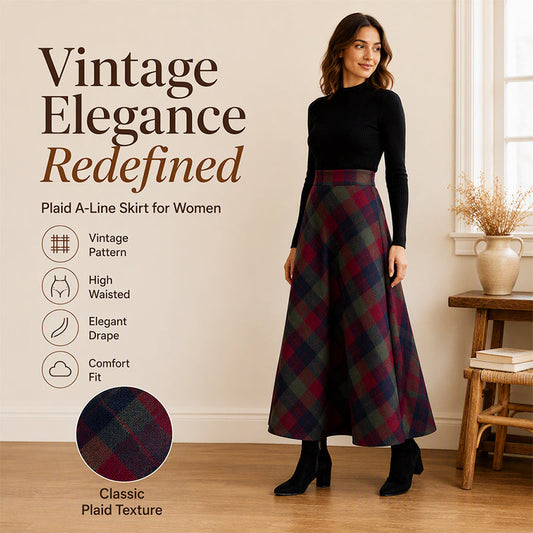 Elegante, lange geruite rok met hoge taille voor dames