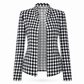 Houndstooth colbert met open voorkant, splitstaande kraag en nauwsluitend ontwerp