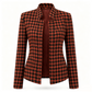 Houndstooth colbert met open voorkant, splitstaande kraag en nauwsluitend ontwerp
