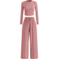 Geribbelde croptop en wijde broek set voor dames