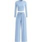 Geribbelde croptop en wijde broek set voor dames