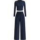 Geribbelde croptop en wijde broek set voor dames