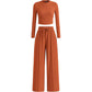 Geribbelde croptop en wijde broek set voor dames
