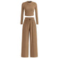 Geribbelde croptop en wijde broek set voor dames
