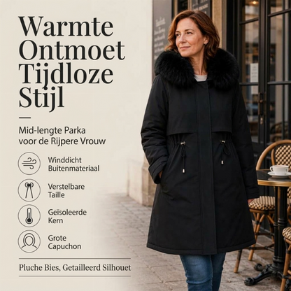 Dames winterjack van halflange lengte, warm gevoerd